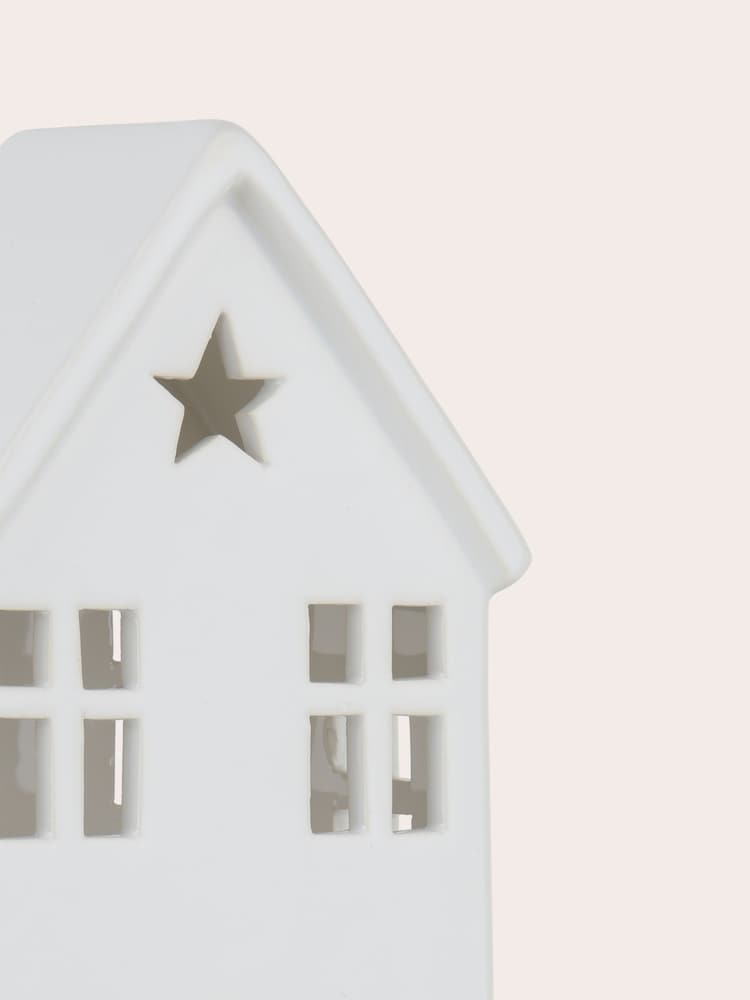 Laura Ashley White Light Up Ceramic House  Christmas Decoration - Image 5 of 5
