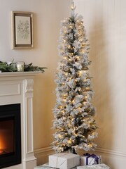 Laura Ashley White Frosted 6ft Slim Pre Lit Christmas Tree - Image 1 of 4