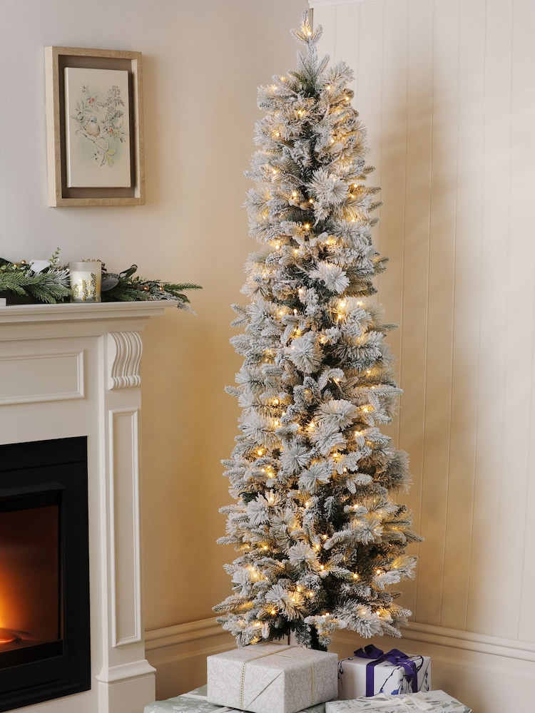Laura Ashley White Frosted 6ft Slim Pre Lit Christmas Tree - Image 1 of 4