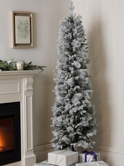 Laura Ashley White Frosted 6ft Slim Pre Lit Christmas Tree - Image 2 of 4