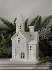 Laura Ashley White Ceramic House Light Up Christmas Decoration - Image 2 of 2