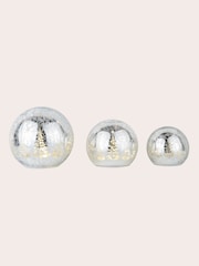 Laura Ashley Set of 3 Silver Crackle Glass Lit Ornament - Image 4 of 5