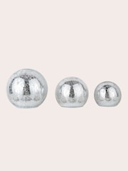Laura Ashley Set of 3 Silver Crackle Glass Lit Ornament - Image 5 of 5