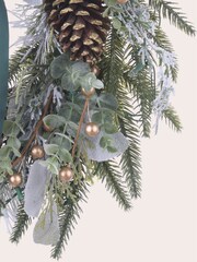 Laura Ashley Green Pre Lit Frosted Wreath With Bow - Image 5 of 5