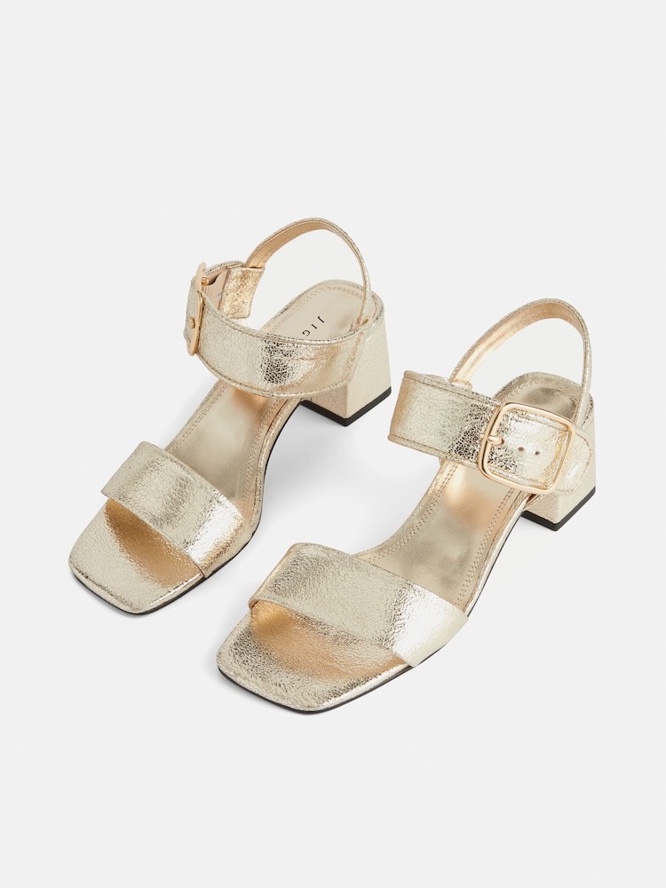 Jigsaw Gold Maybell Metallic Heeled Sandals - Image 2 of 4