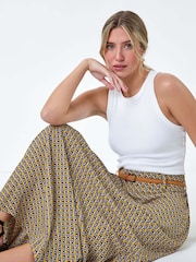 Dusk Yellow Floral Print Belted Maxi Skirt - Image 1 of 5
