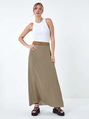 Dusk Yellow Floral Print Belted Maxi Skirt - Image 2 of 5