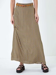 Dusk Yellow Floral Print Belted Maxi Skirt - Image 4 of 5