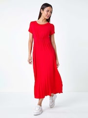 Dusk Red Stretch Gathered Pocket T-Shirt Dress - Image 2 of 5