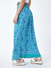 Dusk Green Floral Print Belted Maxi Skirt - Image 3 of 5