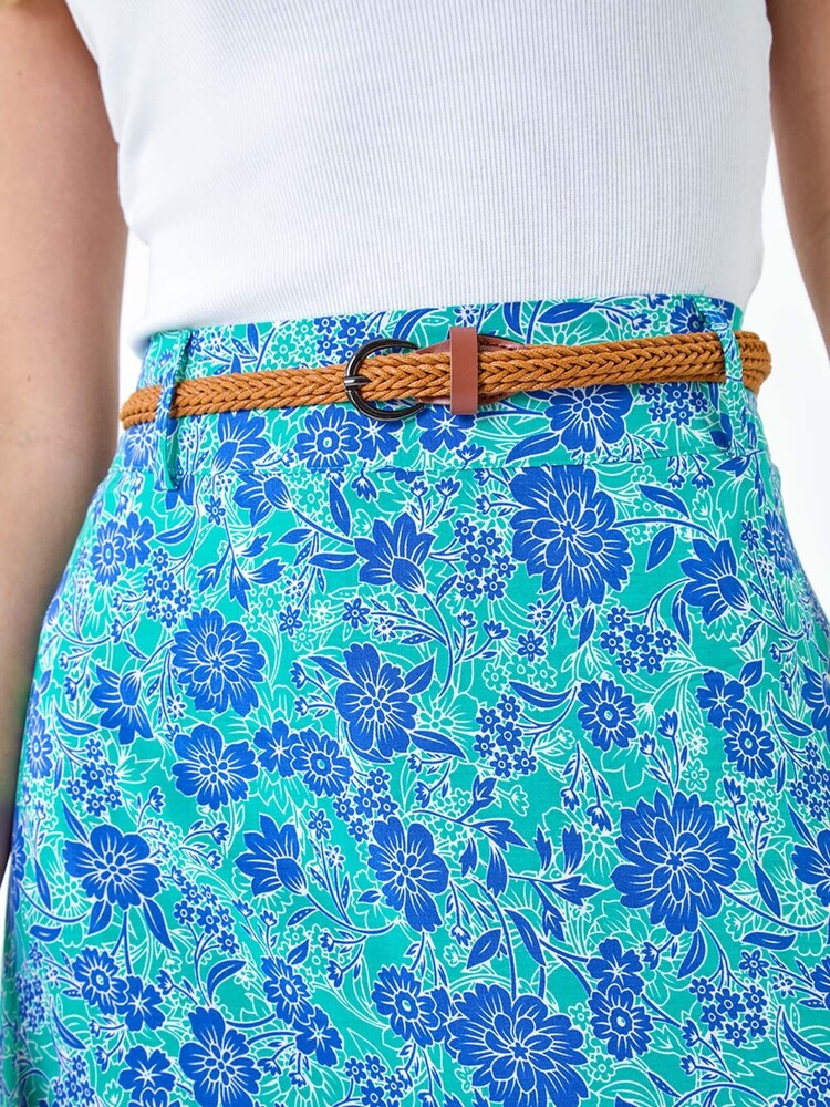 Dusk Green Floral Print Belted Maxi Skirt - Image 5 of 5
