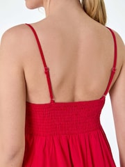 Dusk Red Ruched Linen Blend Midi Dress - Image 5 of 5