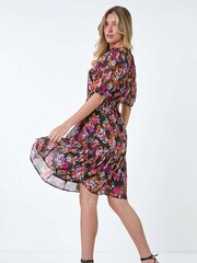 Dusk Black Floral Tiered Smock Dress - Image 3 of 5