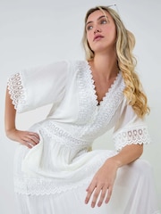 Dusk White Tiered Lace Detail Maxi Dress - Image 1 of 5