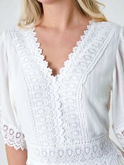 Dusk White Tiered Lace Detail Maxi Dress - Image 5 of 5