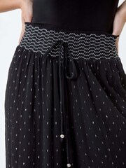 Dusk Black Shimmer Stretch Shirrred Wide Leg Trousers - Image 5 of 5
