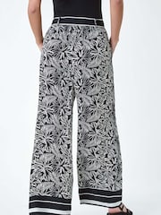 Dusk Black Floral Border Print Wide Leg Trousers - Image 3 of 5