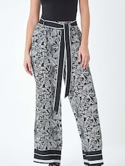 Dusk Black Floral Border Print Wide Leg Trousers - Image 4 of 5