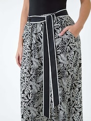 Dusk Black Floral Border Print Wide Leg Trousers - Image 5 of 5