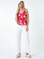 Dusk Red Dusk Floral Lace Trim Top - Image 2 of 5