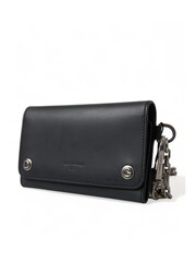 Dolce & Gabbana Black Embossed Leather Shoulder Bag with Magnetic Flap Closure - Image 2 of 6