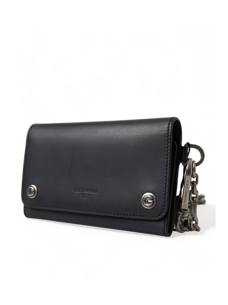 Dolce & Gabbana Black Embossed Leather Shoulder Bag with Magnetic Flap Closure - Image 2 of 6