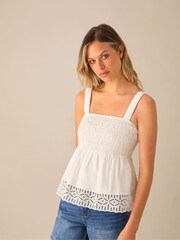 Ro&Zo White Laser-Cut Hem Detail Top - Image 1 of 3