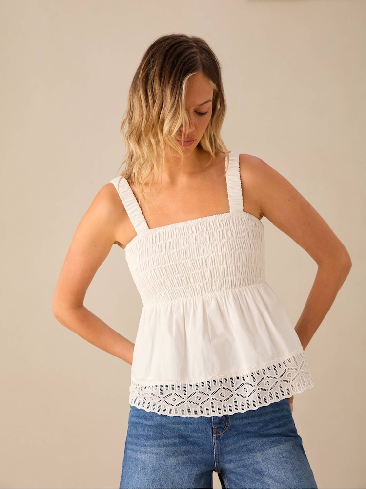 Ro&Zo White Laser-Cut Hem Detail Top - Image 2 of 3