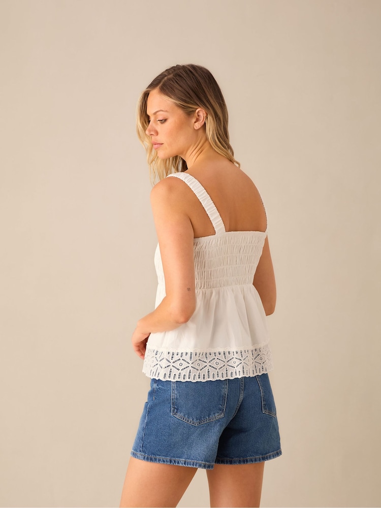 Ro&Zo White Laser-Cut Hem Detail Top - Image 3 of 3