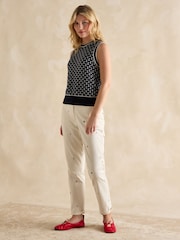 Joules Slim Fit Cream Embroidered Chino Trousers - Image 4 of 6
