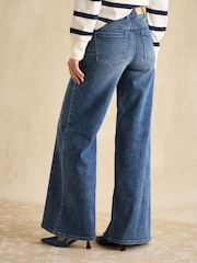 Joules Mid Wash Blue Mid-Rise Wide Leg Palazzo Jeans - Image 2 of 6