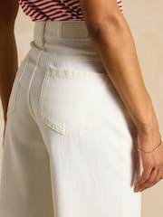 Joules Cream Denim Mid-Rise Wide Leg Palazzo Jeans - Image 5 of 6