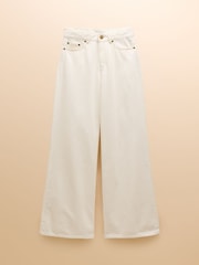Joules Cream Denim Mid-Rise Wide Leg Palazzo Jeans - Image 6 of 6