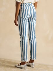 Joules Blue Stripe Straight Fit Mid Rise Jeans - Image 2 of 6