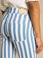 Joules Blue Stripe Straight Fit Mid Rise Jeans - Image 4 of 6