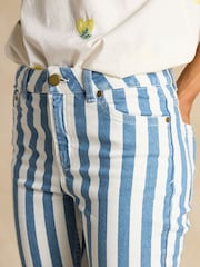 Joules Blue Stripe Straight Fit Mid Rise Jeans - Image 5 of 6