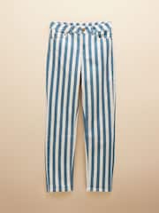Joules Blue Stripe Straight Fit Mid Rise Jeans - Image 6 of 6