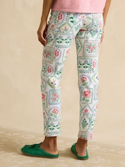 Joules Cream Tile Print Straight Fit Mid Rise Jeans - Image 2 of 7