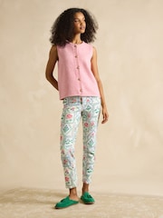 Joules Cream Tile Print Straight Fit Mid Rise Jeans - Image 3 of 7