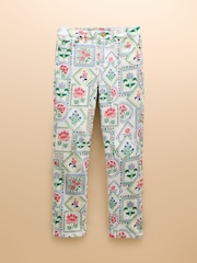 Joules Cream Tile Print Straight Fit Mid Rise Jeans - Image 7 of 7