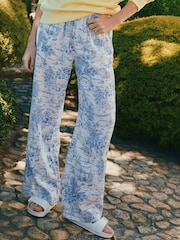 Blue Toile de Jouy - Joules Pull On Trousers with Linen - Imagen 1 de 9