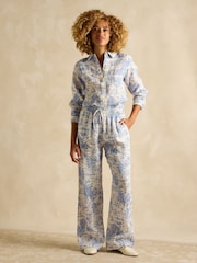 Blue Toile de Jouy - Joules Pull On Trousers with Linen - Imagen 6 de 9