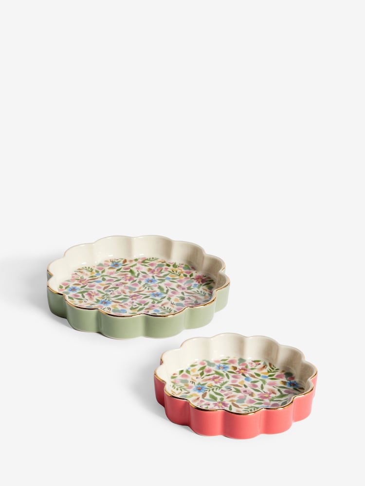 Set of 2 Pink Ceramic Floral Trinkets - Image 3 of 3