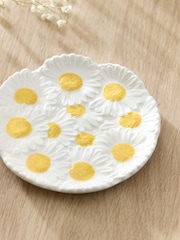 White Ceramic Daisy Embossed Trinket Dish - Image 2 of 3