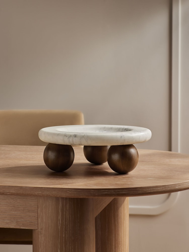 White N. Premium Marble Footed Bowl - Image 1 of 5