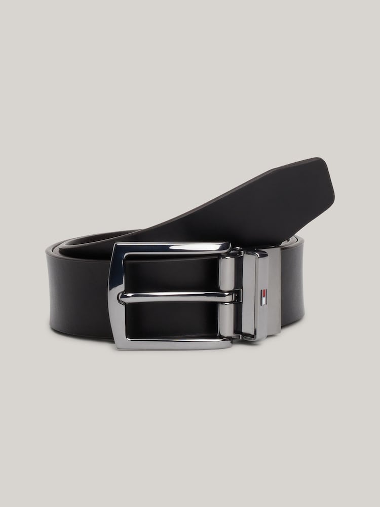 Tommy Hilfiger Black Denton Reversible 3.5cm Belt - Image 1 of 4 Tommy Hilfiger Black Denton Reversible 3.5cm Belt - Image 1 of 4