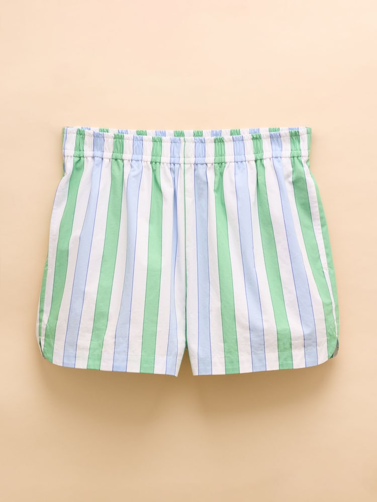 Joules Blue/Green Cotton Striped Shorts - Image 10 of 10
