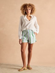 Joules Blue/Green Cotton Striped Shorts - Image 5 of 10