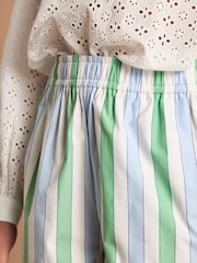 Joules Blue/Green Cotton Striped Shorts - Image 9 of 10