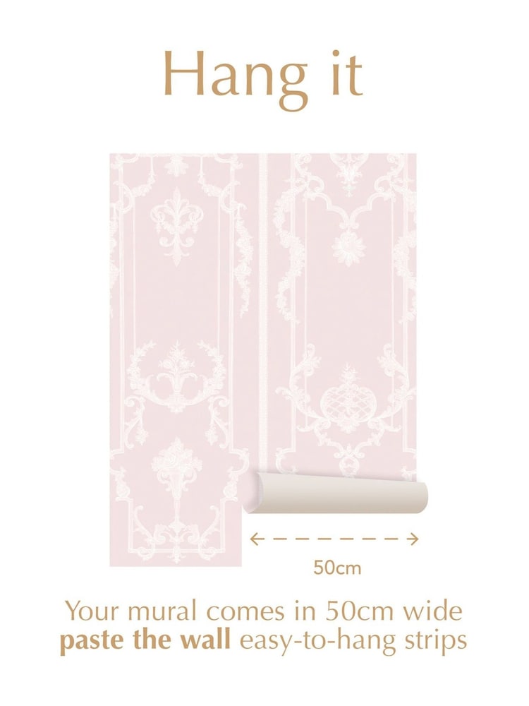 Shabby Chic by Rachel Ashwell® Pink Panel Francaise Fixed Size A4 Mural Sample - Image 3 of 3